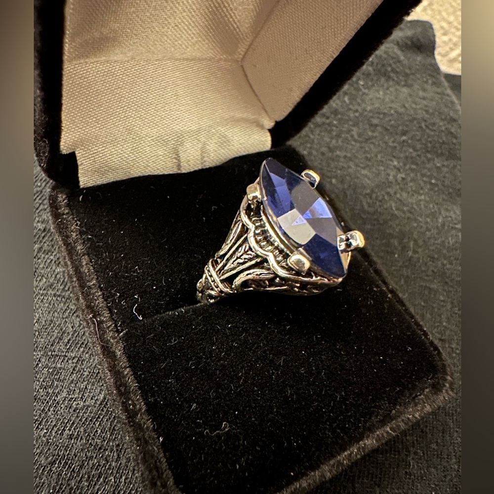 Silver Color Classic Blue Zircon